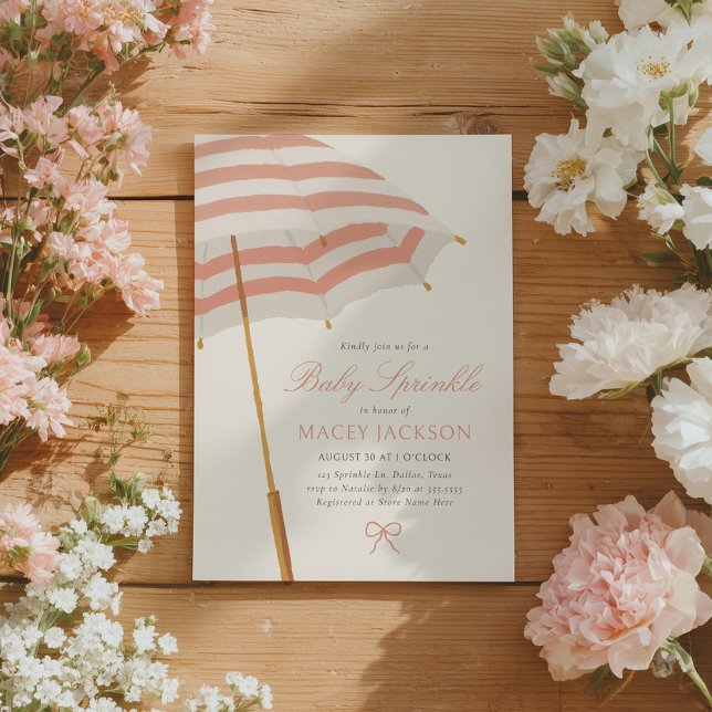 Guarda-chuva Rosa e Dourado Convite de Baby Sprink (Criador carregado)