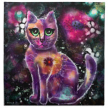 Abstrato de Cat Arte Floral Roxo Preto