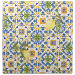 Guardanapo Azulejos sicilianos, majolica, limão,