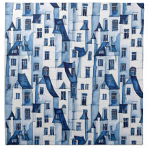 Casa holandesa azul e branca