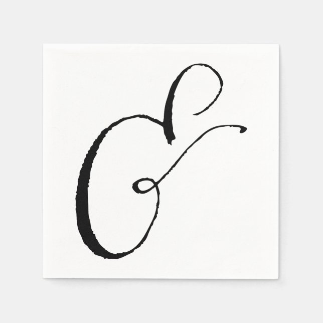 Guardanapo com Ampersand de Caligrafia, Preto e Br (Frente)