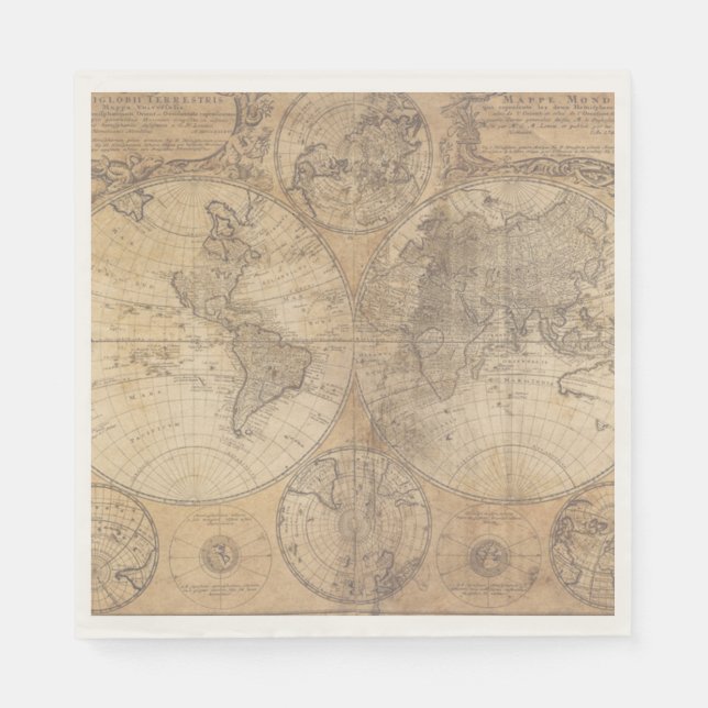 Guardanapo da Coleção de Chás de Bebê com Mapa Mun (Frente)