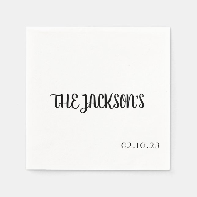 Guardanapo de Casamento Simples com Apelido do Cas (Frente)