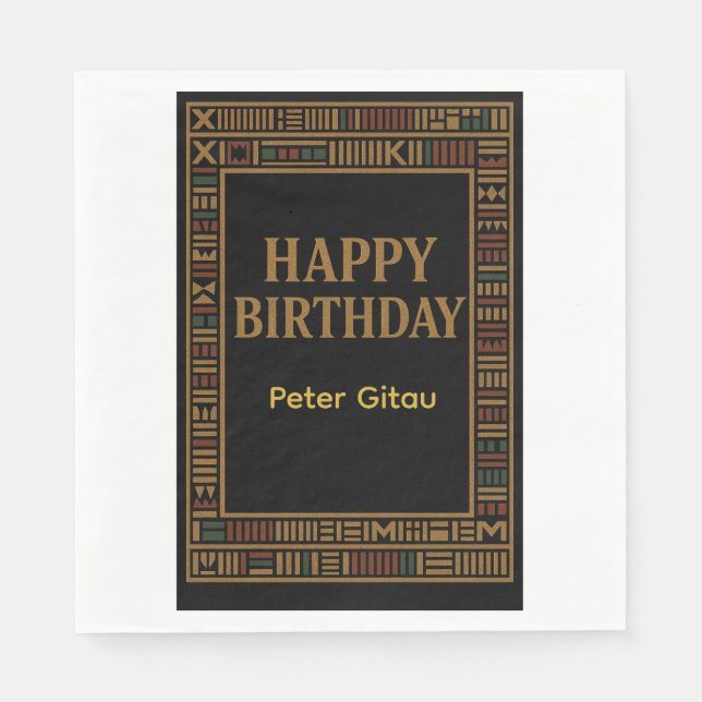 Guardanapo de festa de aniversário African Gold Ke (Frente)