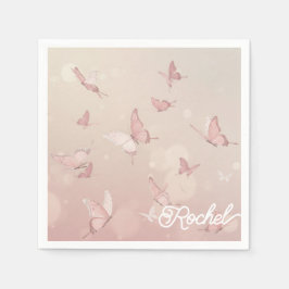 guardanapo de festas de borboleta rosa bonito
