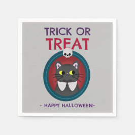 Guardanapo de festas de Halloween, gato no retrato