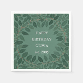 Guardanapo de moldura de eucalipto com texto perso