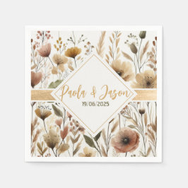 Guardanapo de noiva com fita de ouro