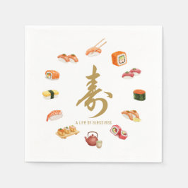 Guardanapo De Papel 寿 Sushi Circle T-Shirt – “A Life of Blessings” Des