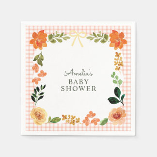 Guardanapo De Papel 011 Terracotta Floral Gingham Baby Shower