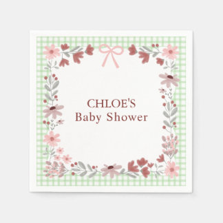 Guardanapo De Papel 018 Grass Green Wildflower Bow Gingham Shower