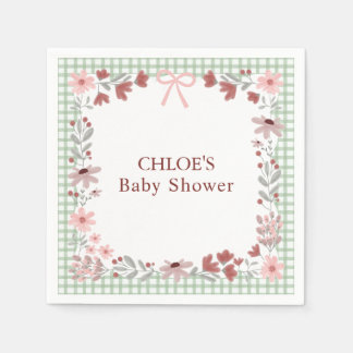 Guardanapo De Papel 019 Forest Green Wildflower Bow Gingham Shower