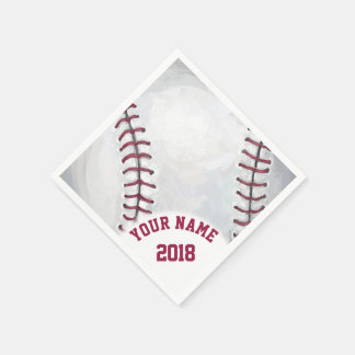 Guardanapo De Papel 06de 12 Black and Red Baseball Themed Napkins