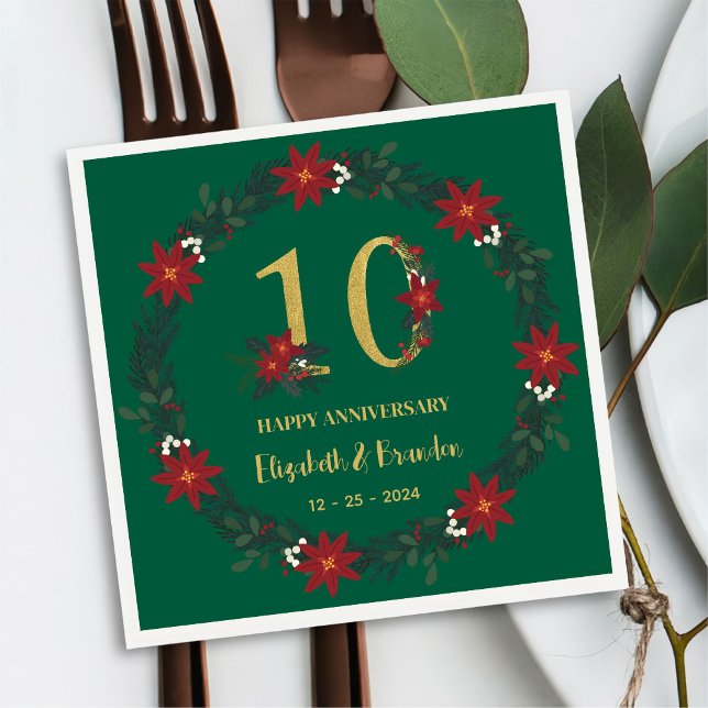 Guardanapo De Papel 10º Aniversário Personalizado Natal Napkins (Criador carregado)