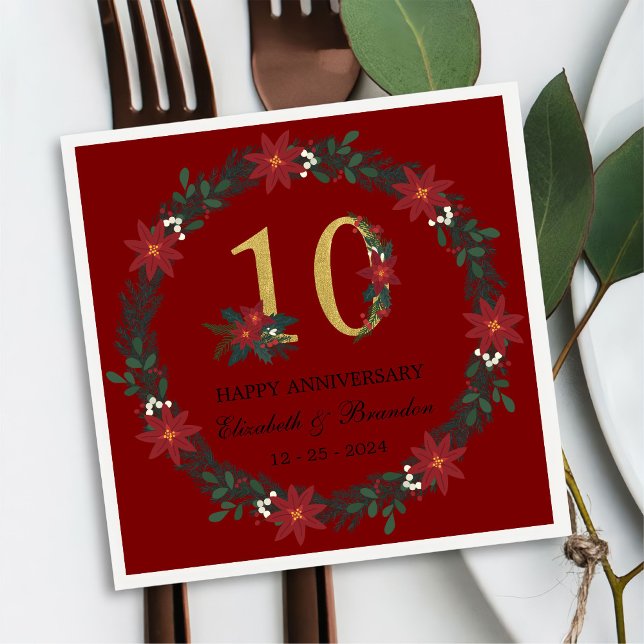 Guardanapo De Papel 10º Aniversário Personalizado Natal Napkins (Criador carregado)