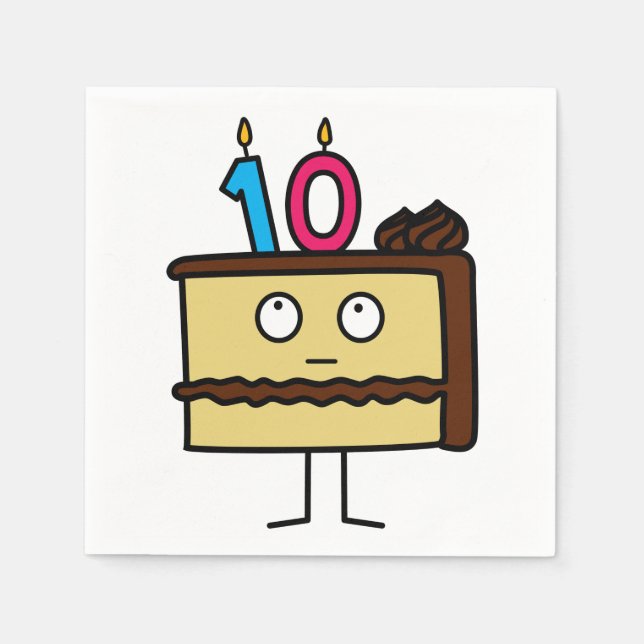 Guardanapo De Papel 10º Bolo de Aniversário com Velas (Frente)