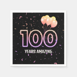 Guardanapo De Papel 100º Balões de Festa de aniversário e Confetti