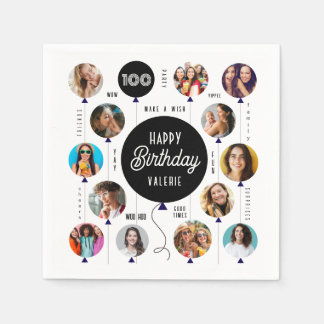 Guardanapo De Papel 100º Balões de Foto de Aniversário