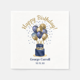 Guardanapo De Papel 100º Bolo Balão Azul Marinho de Aniversário