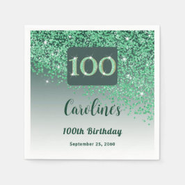 Guardanapo De Papel 100.º Aniversário Glitter Verde Bonito