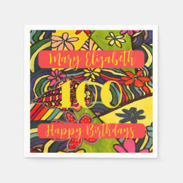 Guardanapo De Papel 100 Aniversário Floral