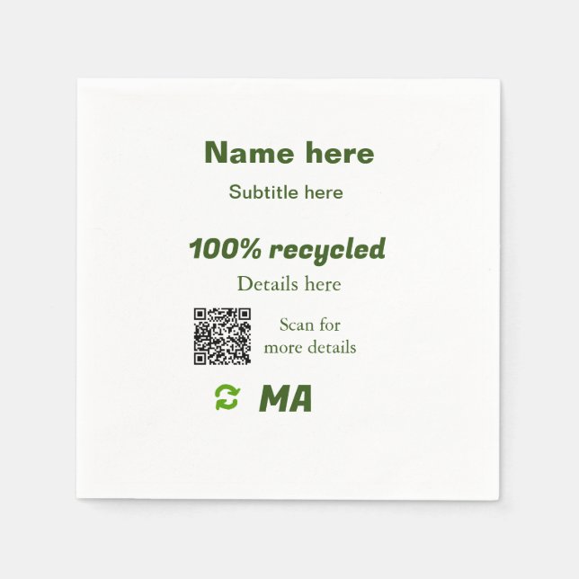 Guardanapo De Papel 100% de reciclado adicionar código Q R aqui nome c (Frente)