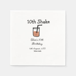 Guardanapo De Papel 10th Shake 10th feliz aniversário, milkshake scrib