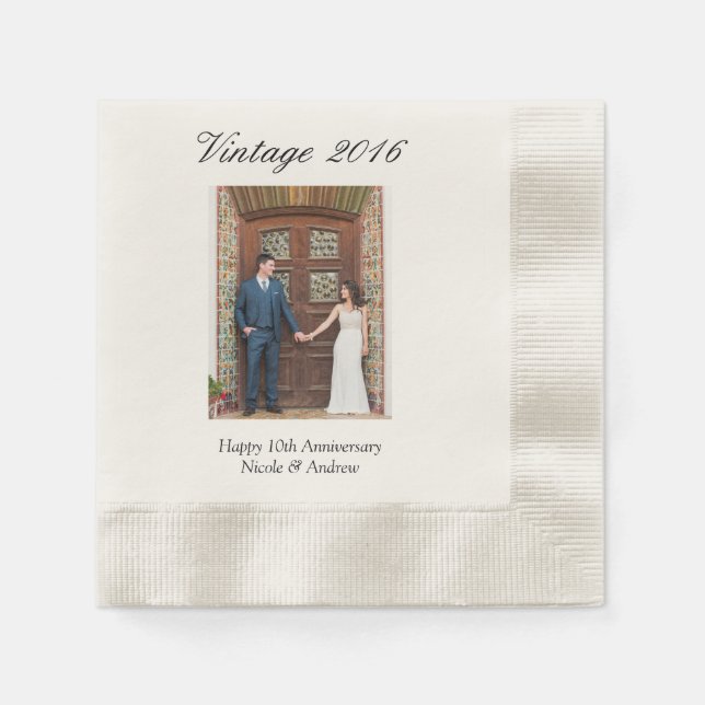 Guardanapo De Papel 10th Wedding Anniversary Party Personalized Photo (Frente)