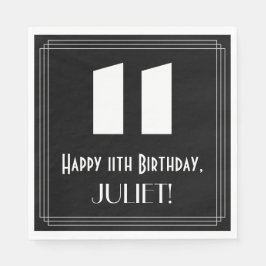 Guardanapo De Papel 11 Aniversário: Art Deco Inspirou "11" + Nome