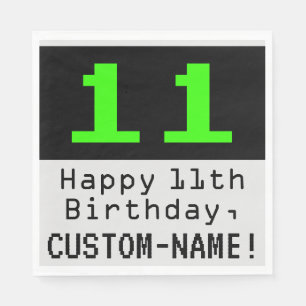 Guardanapo De Papel 11 Birthday - Estilo Nerdy / Geeky "11" & Nome