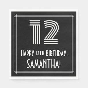 Guardanapo De Papel 12 Aniversário: Art Deco Inspira "12" + Nome