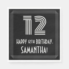 Guardanapo De Papel 12 Aniversário: Art Deco Inspirou "12" + Nome