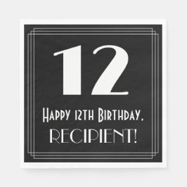 Guardanapo De Papel 12 Aniversário ~ Arte Deco Inspirou "12", Nome