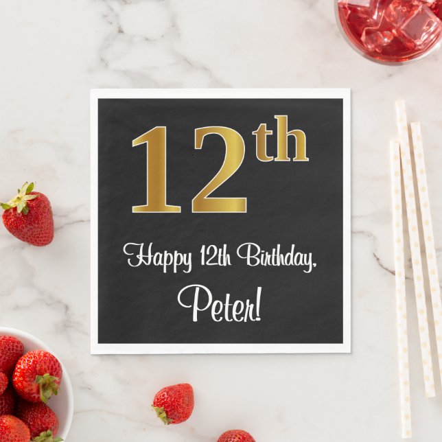 Guardanapo De Papel 12 Birthday ~ Elegante Luxurioso Faux Dourado apar (Insitu)