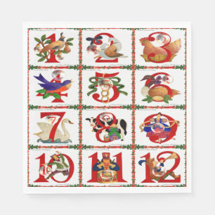 Guardanapo De Papel 12 dias da edredão do Natal imprimem os guardanap