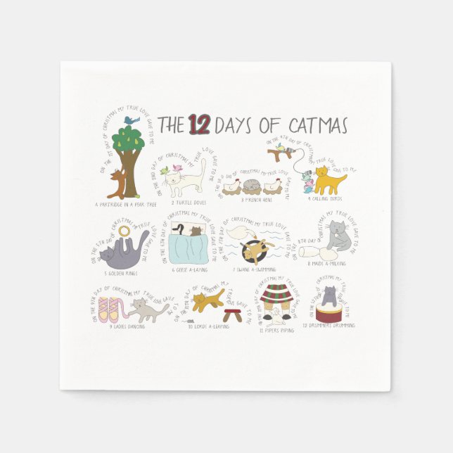 Guardanapo De Papel 12 dias de festa de Natal engraçada (Frente)