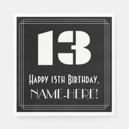 Guardanapo De Papel 13 Aniversário: Art Deco Inspirou "13" + Nome