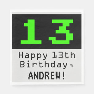 Guardanapo De Papel 13 Birthday - Estilo Nerdy / Geeky "13" & Nome