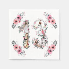 Guardanapo De Papel 13 Birthday Girl Flower Collage White