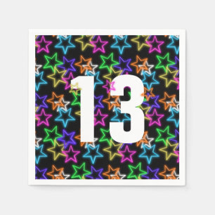 Guardanapo De Papel 13 Birthday Neon Stars em Preto