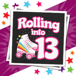 Guardanapo De Papel 13 Birthday Roller Skating 13 Anos Antiga Skate