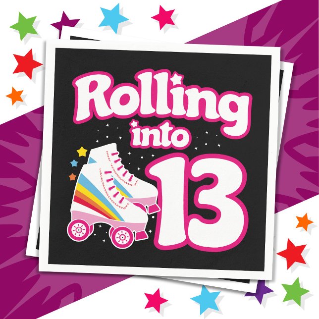 Guardanapo De Papel 13 Birthday Roller Skating 13 Anos Antiga Skate (Criador carregado)