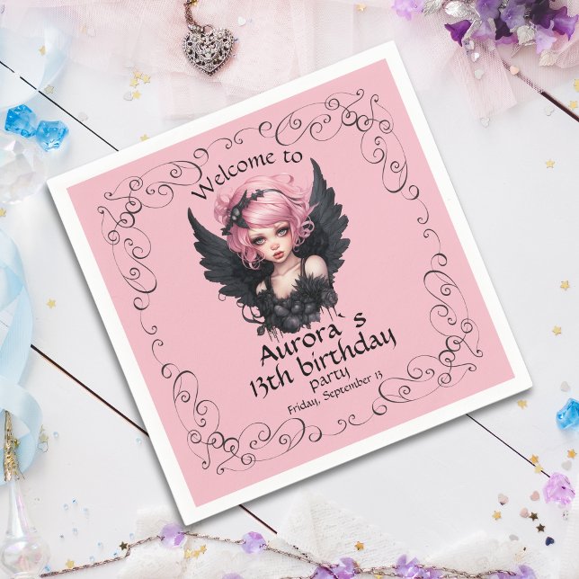 Guardanapo De Papel 13 De Fada De Pasto Negro E Rosa (Criador carregado)