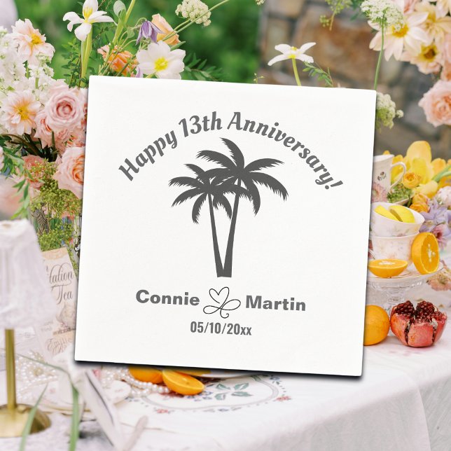 Guardanapo De Papel 13th Wedding Anniversary Palm Trees (Criador carregado)