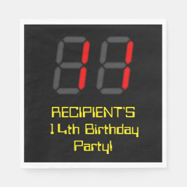 Guardanapo De Papel 14 Aniversário: Estilo de Relógio Digital Vermelho