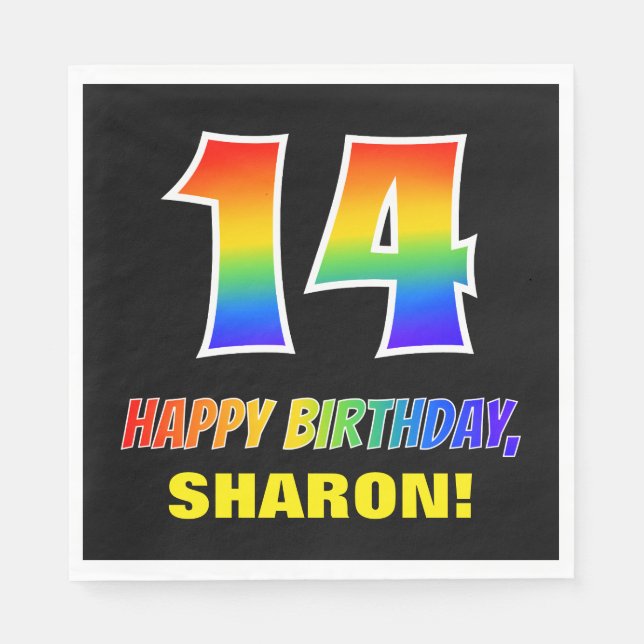 Guardanapo De Papel 14 Aniversário: Negrito, Divertido, Simples, Arco- (Frente)