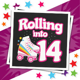 Guardanapo De Papel 14 Birthday Roller Skating 14 Anos Antiga Skate