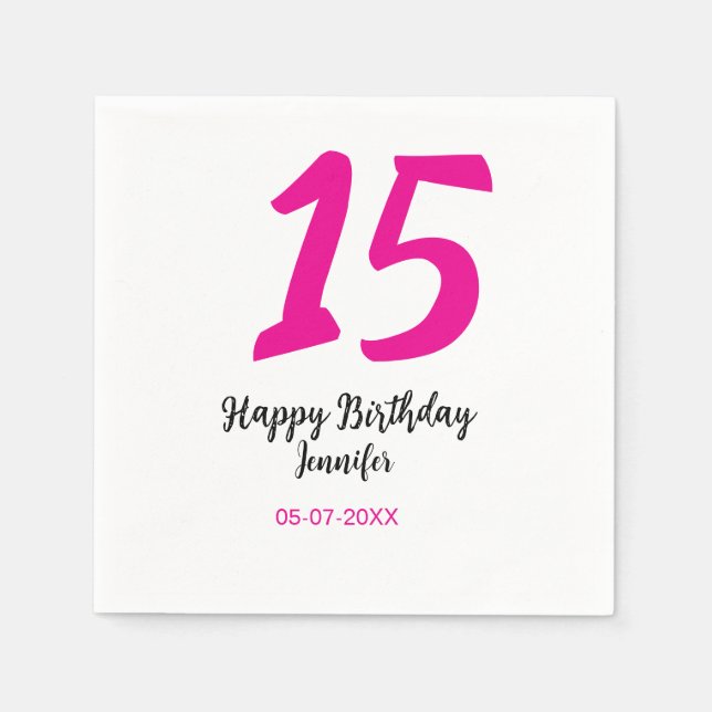 Guardanapo De Papel 15 aniversário quiencenera adicionar data ano mode (Frente)