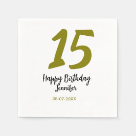 Guardanapo De Papel 15 aniversário quiencenera adicionar data ano ouro