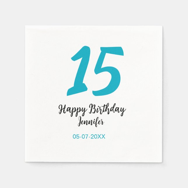 Guardanapo De Papel 15 aniversário quiencenera adicionar data ano temp (Frente)